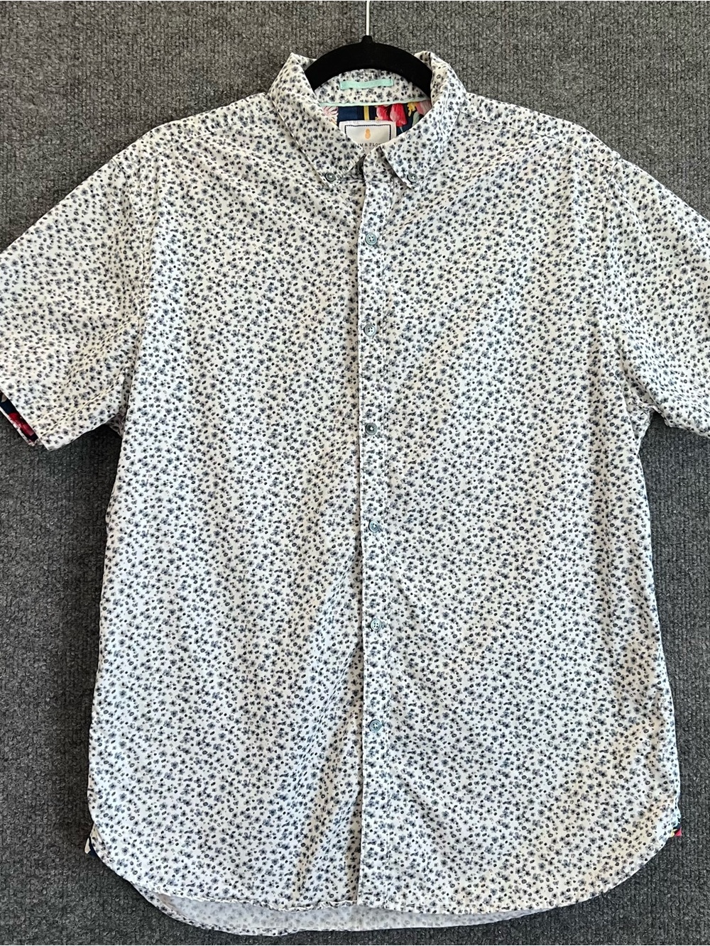 Denim & Flower Ricky Singh Men M Floral Short Sleeve Button Down Shirt Cotton